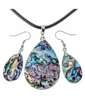 Angel Jewelry Women's Sea Abalone Shell Necklace Pendant Earrings - CF182OEDZYM
