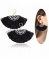 Eternity J. Women Ethnic Bohemian Embroidery Wool Tassel Drop Dangle Earrings Eardrop - Black - CA182H6M9TE