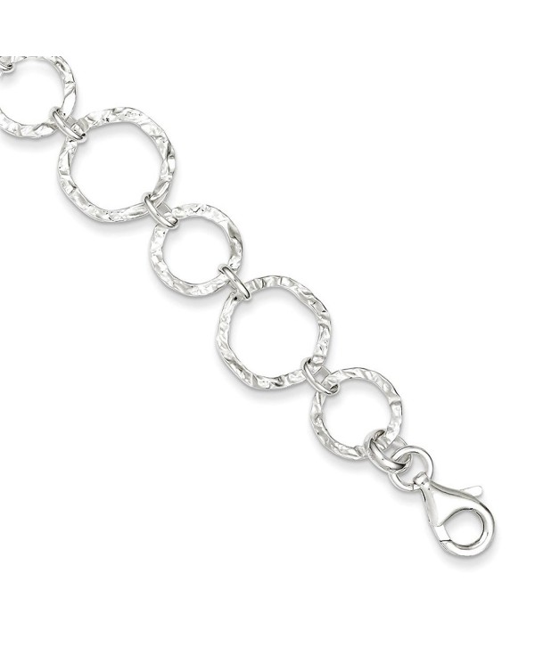 Sterling Silver Polished Hammered Open Circle Linkn Fancy 14mm Modern Bracelet Length 7.5 Inch - CD12J35QH7J