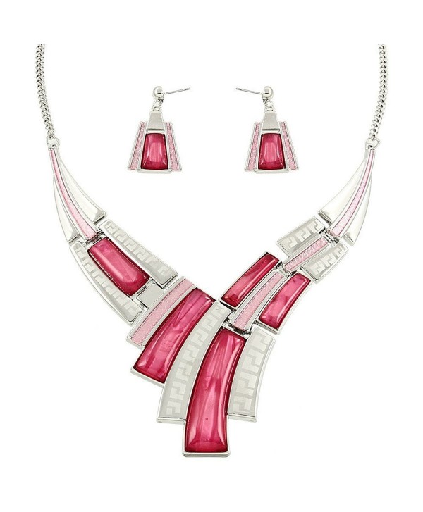 Falari Elegant Acrylic Resin High Polished Jewelry Set - Pink - CN12DJSWWWZ