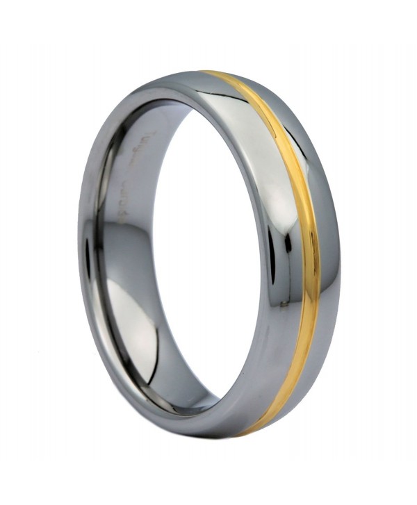 MJ 6mm Gold Plated Center Groove Ring Tungsten Carbide High Polished Band - C511SEFW89B