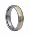 MJ 6mm Gold Plated Center Groove Ring Tungsten Carbide High Polished Band - C511SEFW89B