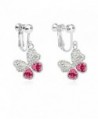 Latigerf Women Butterfly Screw Back Clip on Earring Non-Pierced Swarovski Elements Crystal Red - CN12FOEWBD7