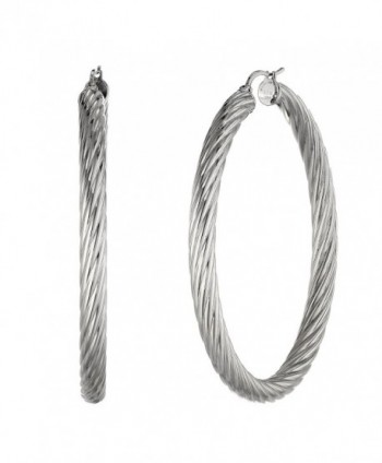 Metro Jewelry Twisted Stainless Steel Fashion Hoop 50MM Earrings - C112GH62MFN