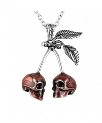 CONTROSE Jewelry Red Cherry Skull Necklace Pendant 316L Stainless Steel 28" - C312GK5DVXX