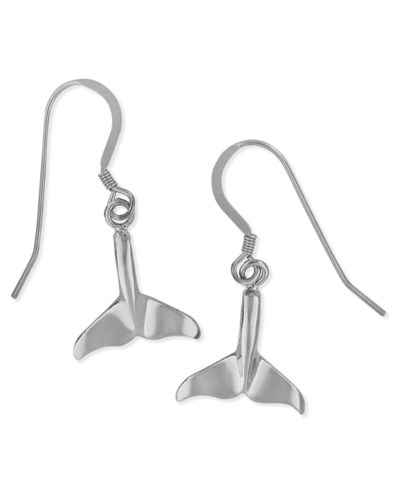Sterling Silver Whale Tail Dangling Earrings - C8118B8IE03