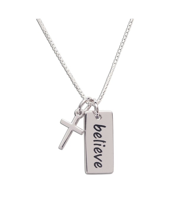 Girls Sterling Silver "Believe" Pendant with Charm for Children- Teen- and Women - CD1876QO7I6