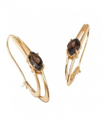 Marquise-Cut Genuine Smoky Quartz 14k Gold-Plated Oblong Double Hoop Earrings (54mm) - C312FMWYR1P