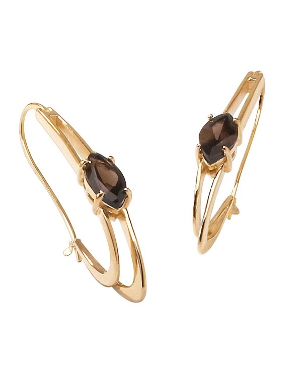 Marquise-Cut Genuine Smoky Quartz 14k Gold-Plated Oblong Double Hoop Earrings (54mm) - C312FMWYR1P