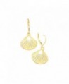 Golden Textured Half Shell Leverback Drop Earrings - CD12BZRLCNR