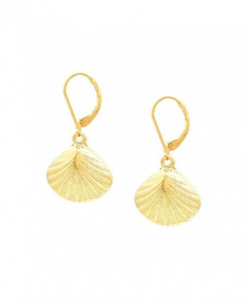 Golden Textured Shell Leverback Earrings