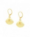 Golden Textured Shell Leverback Earrings