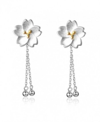 Helen de Lete Sakura Flower Sterling Silver Stud Earrings - CF12N1UY1FE