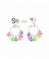 New Pair of Colorful Rainbow Peace Sign Earrings - C812N42FNDY