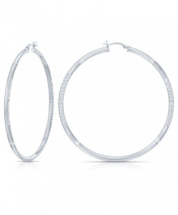Sterling Silver Diamond-Cut Hoop Earrings (2.7 inches) - CR12M1N2409
