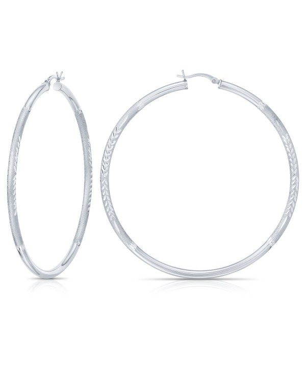 Sterling Silver Diamond-Cut Hoop Earrings (2.7 inches) - CR12M1N2409