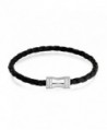 Bling Jewelry 4mm Black Braided Leather Bracelet Magnetic Clasp Steel - C511HEP7V8P