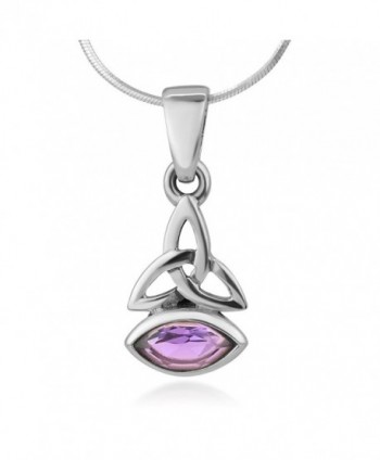 Sterling Triquetra Amethyst Gemstone Necklace - Purple amethyst - CV12NRMXQRJ