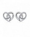 925 Sterling Silver Jewelry "I Love You To The Moon and Back" Love Heart Stud Earrings - CG185UZ7ALE