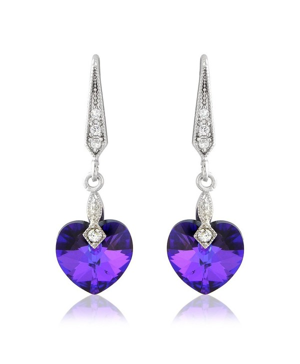 Deep Purple Violet Swarovski Elements Heart Necklace and Earrings set ...