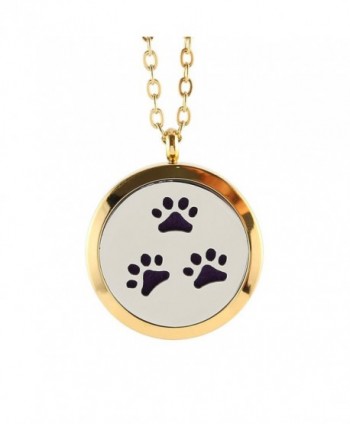 Dog Paw Print Essential Oil Diffuser Necklace Locket Pendant Gold Locket Opens Necklace - Purple - CR12J98DBSN