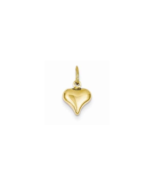 14k Yellow Gold Polished Small Mini Puffed 3-D Heart Charm - C2126Z7VOAR