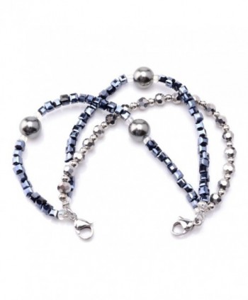 Medical ID Triple Navy/Silver Strand Beaded Interchangeable Bracelet - CH182WNKU26