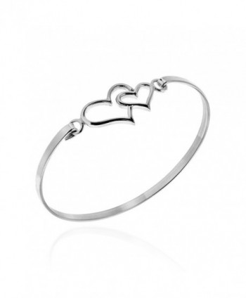 Double Heart Sterling Silver Bracelet in Women's Link Bracelets
