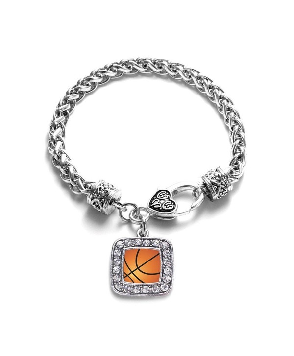 Basketball Lovers Classic Silver Plated Square Crystal Charm Bracelet - CW11L1V5T8H