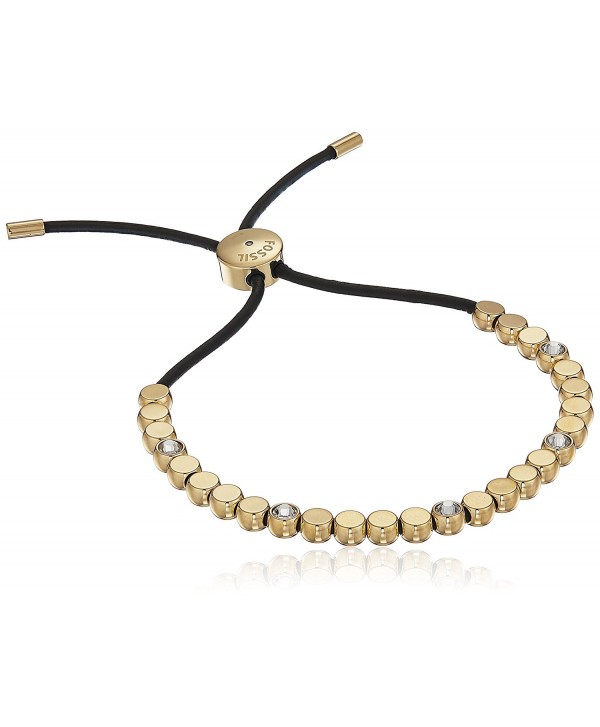 Fossil Womens Vintage Iconic Gold Bead and Crystal Accent Adjustable Bracelet - Gold tone - C71860SN06G