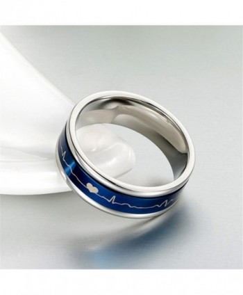 PAURO Stainless Steel Heartbeat Spinner in Women's Band Rings