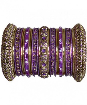 Indian Bridal Collection! Panache' Purple Bangles Set in Gold Tone By BangleEmporium Small Size 2.6 - C0116TVGHWV