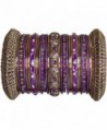 Indian Bridal Collection! Panache' Purple Bangles Set in Gold Tone By BangleEmporium Small Size 2.6 - C0116TVGHWV