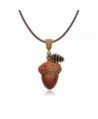 TUSHUO Acorn Hazelnut Bronze Pinecone Leaf Pendant Adjustable Leather Cord Necklace Best Holiday Gift - CD186WLU4OC