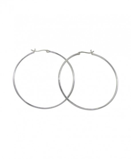 Large Sterling Silver Round Hoop Earrings w/ Click-Down Clasp- (2mm Tube) - CR12GNOBXYP