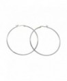 Large Sterling Silver Round Hoop Earrings w/ Click-Down Clasp- (2mm Tube) - CR12GNOBXYP