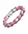 URs Women 316L Stainless Steel Bike Chain Wrist Bracelet Link Silver Pink Two Tone High Polished - CB11AWAPLX9