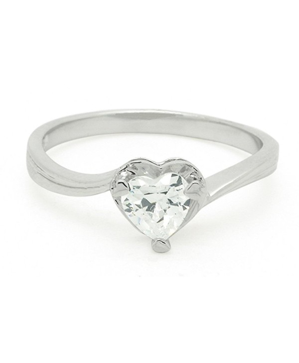 Sterling Silver CZ Heart 1 Stones Ring Band - CK11E77PJLT