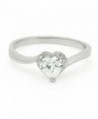 Sterling Silver CZ Heart 1 Stones Ring Band - CK11E77PJLT