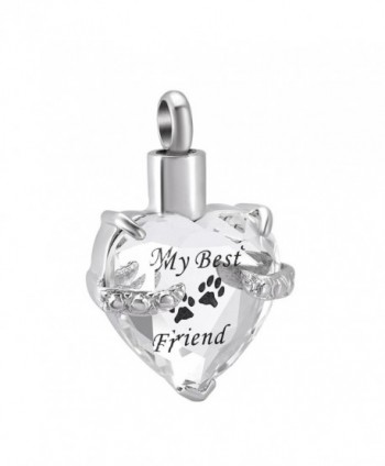 Beautiful Crystal Heart Stainless Steel Cremation Pendant Ashes Keepsake Memorial Urn Necklace - Clear and Black - CF1840HUT48