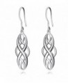 S925 Silver Earrings Solid Sterling Silver Polished Good Luck Irish Celtic Knot Vintage Dangles - Platinum - CI182SIH7HN