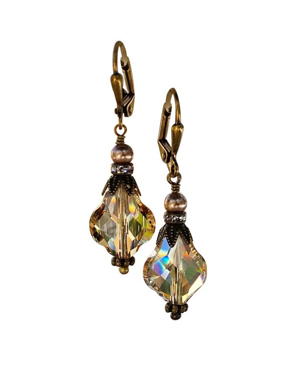 HisJewelsCreations Golden Shadow Baroque Vintage Inspired Earrings with Crystal from Swarovski - CX183GTRU68