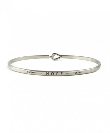 Hope Inspirational Hook Bangle Bracelet - Rhodium - CC185GU9T2G