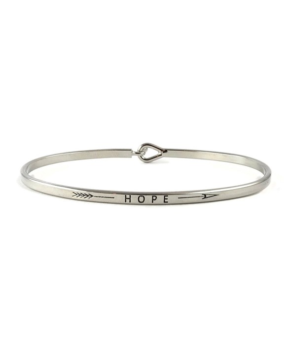 Hope Inspirational Hook Bangle Bracelet - Rhodium - CC185GU9T2G