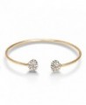 Yellow Gold Plated Open Bangle Bracelet with Crystal End Piece - CZ11LOCD6YR