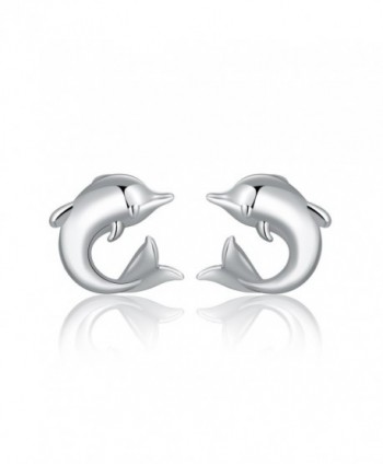 MBLife 925 Sterling Silver Big-Tail Dolphin Sea Animal Stud Earrings - CN1277O6V47