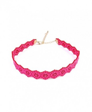 MYS Collection Women's Floral Pattern Choker - Hot Pink - CG12MEVACBZ