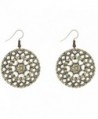 Yazilind Bohemian Vintage Craved Alloy Hollow Out Lotus Dangle Earrings Women Girls - CN1820NA80L