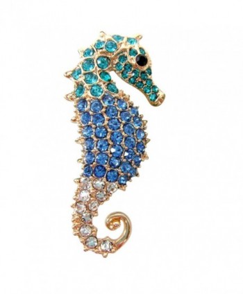 Navachi 18k Gold Plated Blue Crystal Hippocampus Az7272b Brooch Pin - CB11VYO4MON