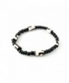 Maisha Beautiful African Fair Trade Black and Off White Single Strand Stretchy Bracelet - CG11C4CNLF5